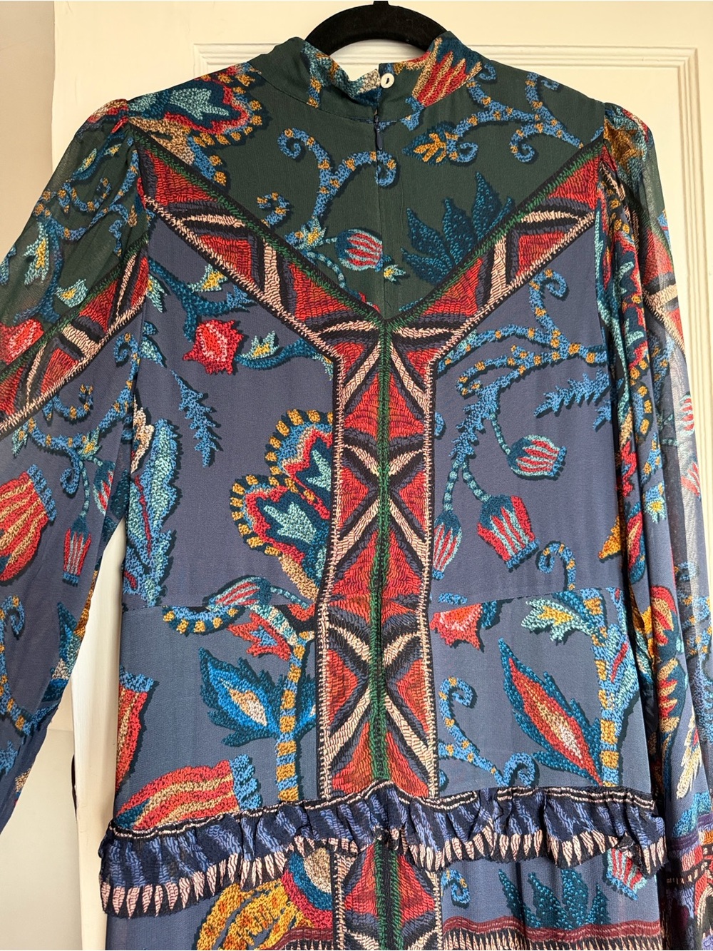 FARM Rio Blue Multi-Print Long Sleeve Maxi Dress - Picture 10 of 16